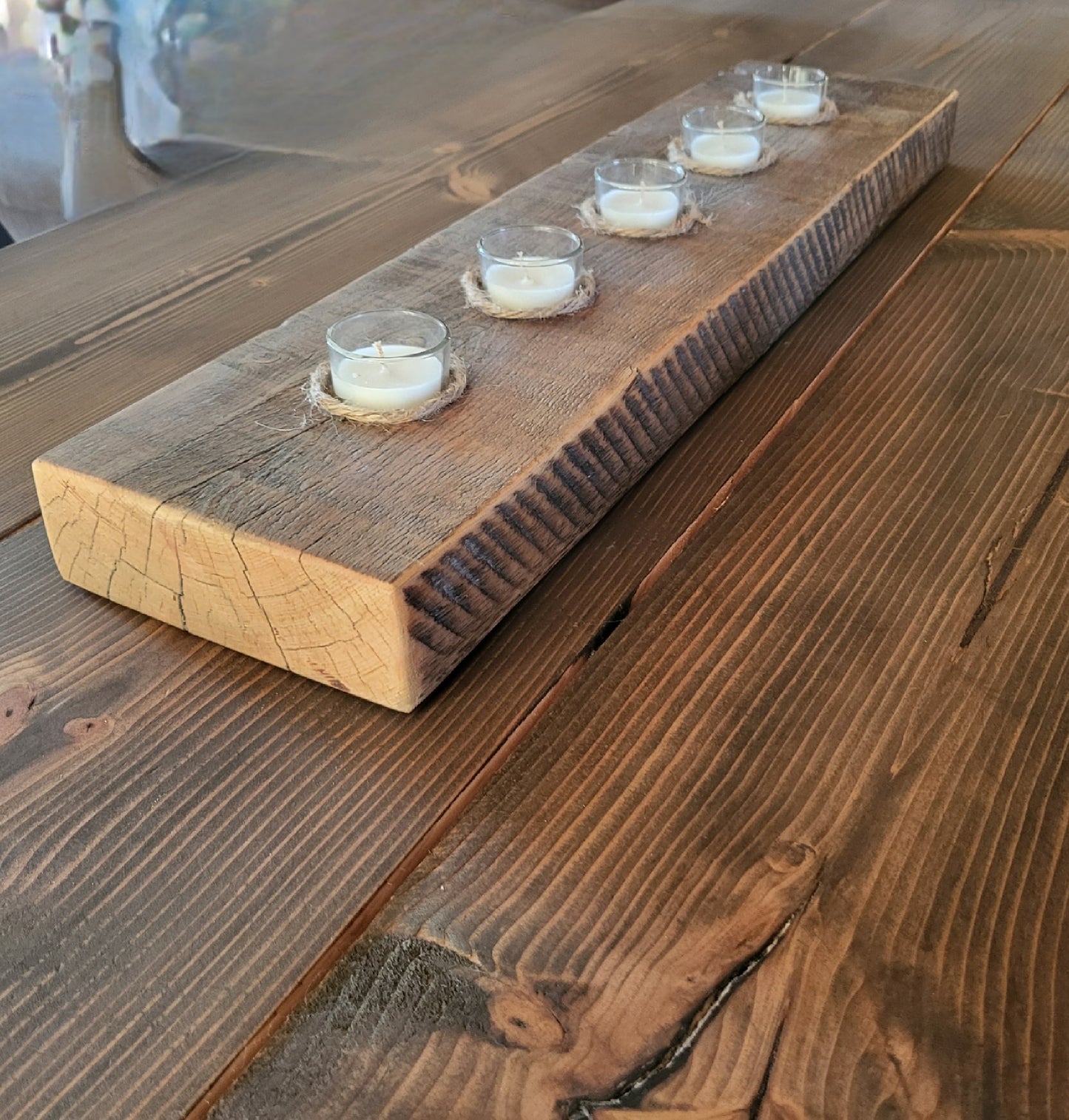 Reclaimed Bridge Timber Candle holder.