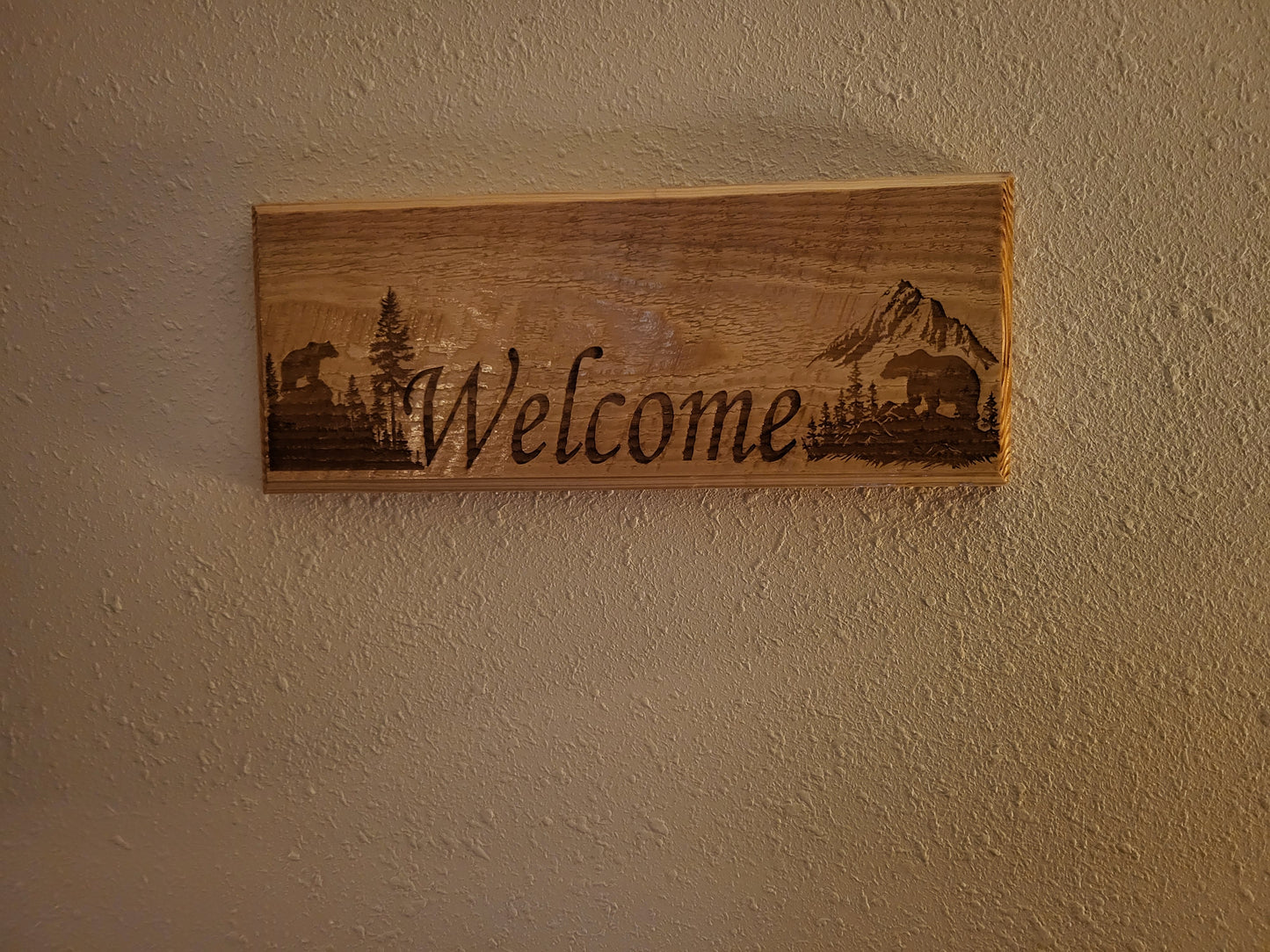 Rustic circle sawn wood hanging sign